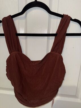 SHEIN Brown Ruched Crop Tank Top